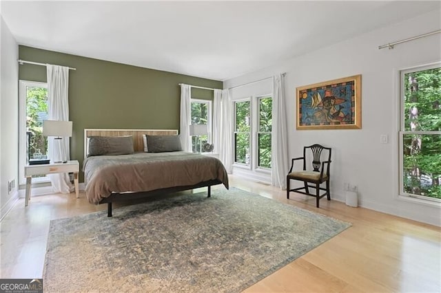 bedroom featuring light hardwood / wood-style flooring