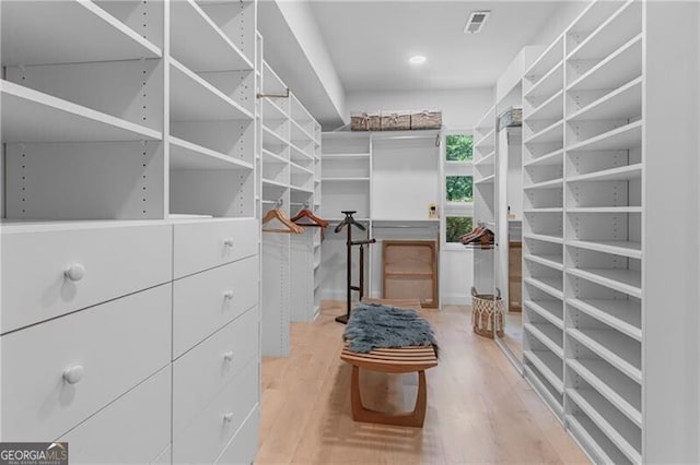 spacious closet with hardwood / wood-style floors