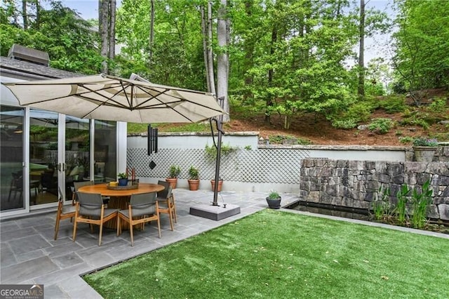 view of yard featuring a patio