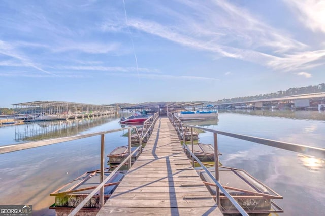 view of dock featuring a water view