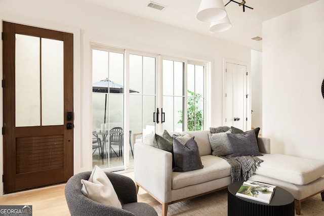 living room featuring light hardwood / wood-style floors