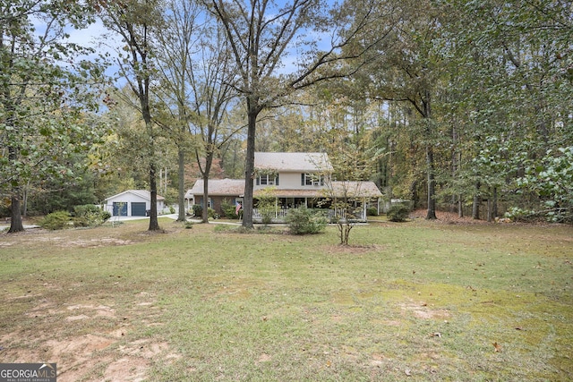 view of front of home with a front yard