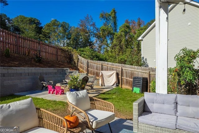 view of yard featuring a patio