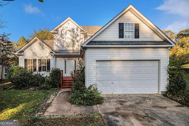 view of property featuring a garage