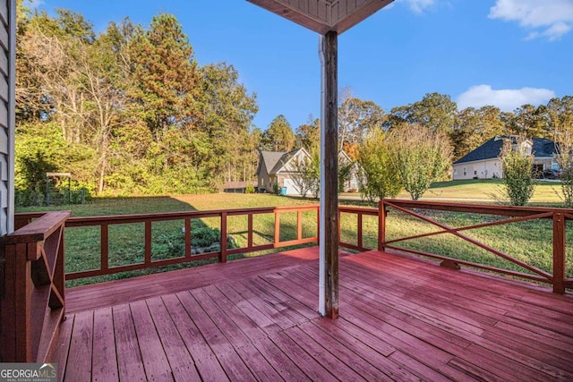 deck with a lawn