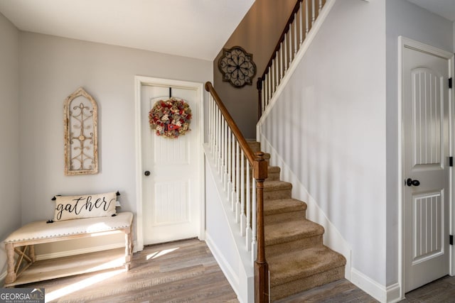 foyer with hardwood / wood-style floors