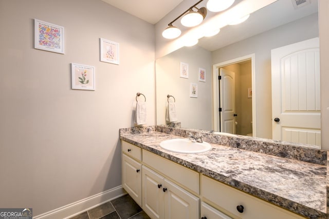 bathroom featuring tile patterned flooring and vanity