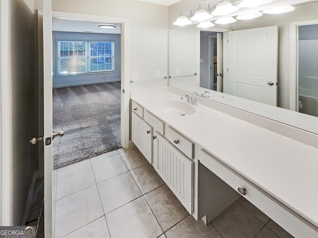 bathroom featuring vanity and tile patterned flooring