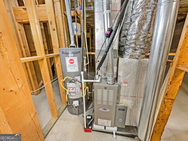 utility room with water heater