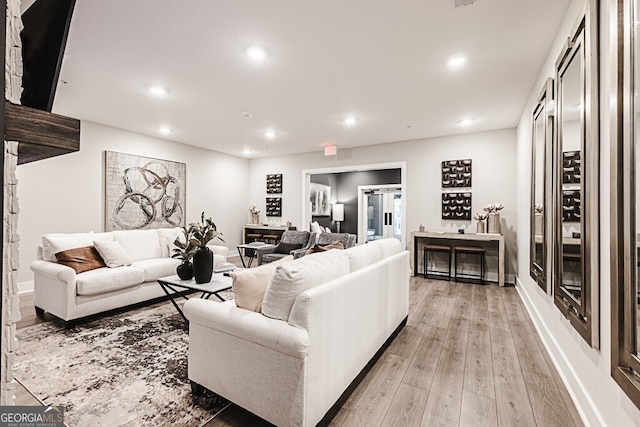 living room featuring light hardwood / wood-style flooring