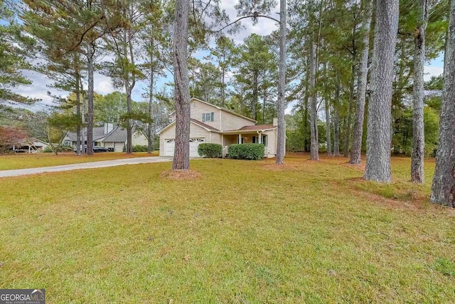 exterior space with a garage