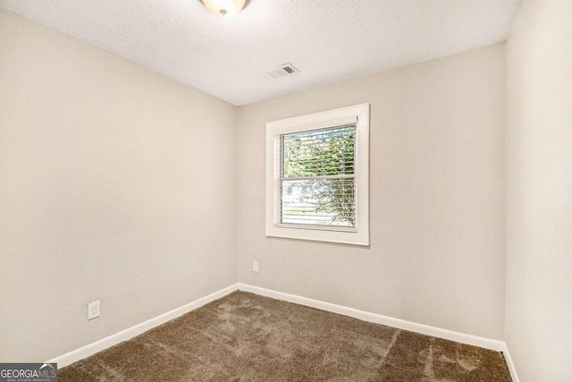 empty room featuring carpet and a textured ceiling