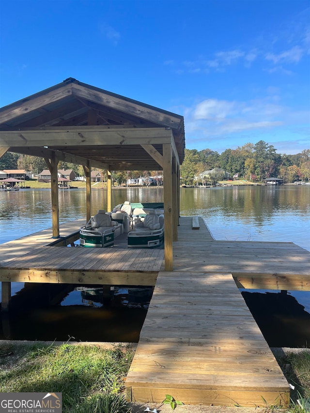 view of dock featuring a water view