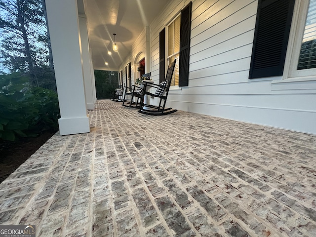 view of patio featuring covered porch