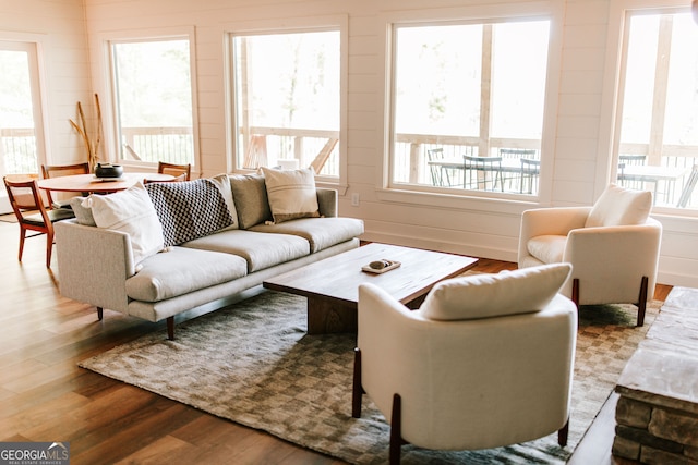 living room featuring light hardwood / wood-style flooring