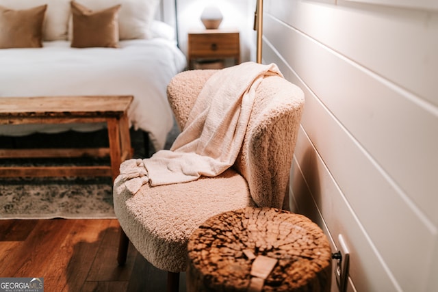 bedroom featuring dark hardwood / wood-style floors