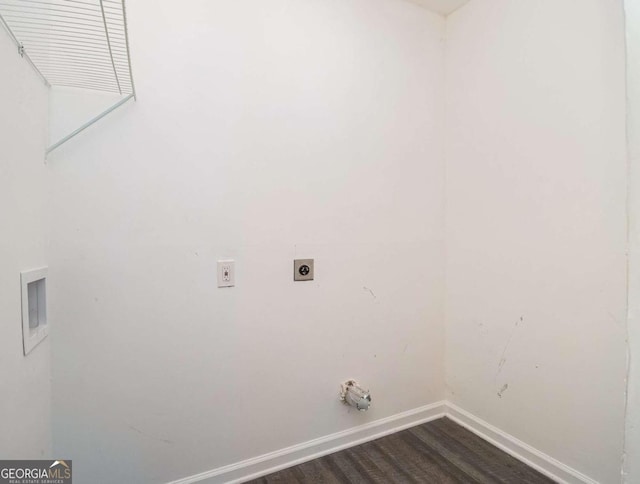 2887 Rockcliff Rd SE, Atlanta, GA 30316 - laundry room featuring hookup for an electric dryer, baseboards, and dark wood-style floors