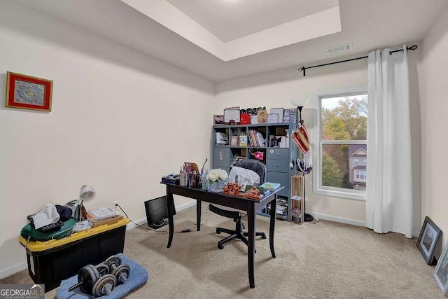 view of carpeted office space