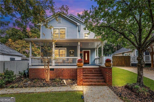 view of front of house featuring covered porch