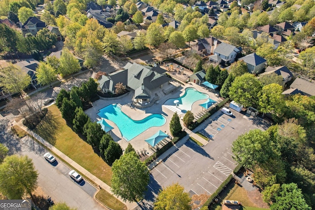 aerial view with a residential view