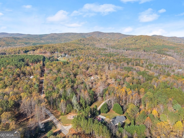 birds eye view of property with a mountain view