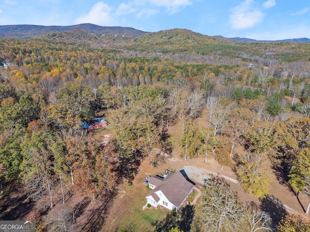 aerial view with a mountain view