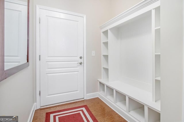 mudroom featuring hardwood / wood-style floors