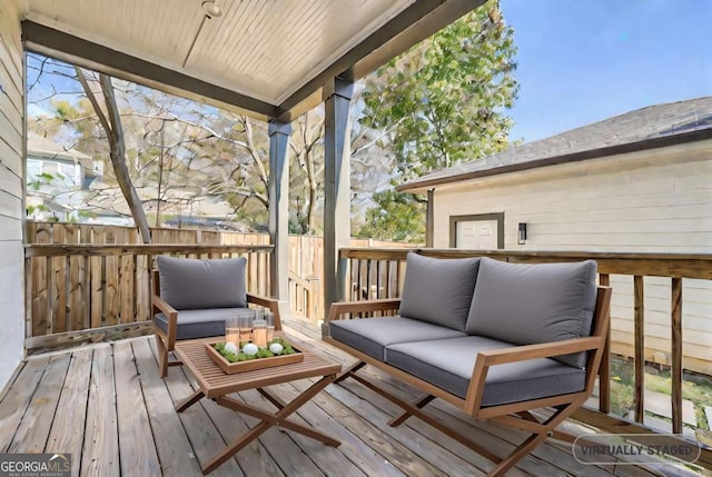 deck with an outdoor living space