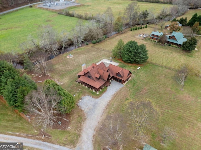 bird's eye view with a rural view