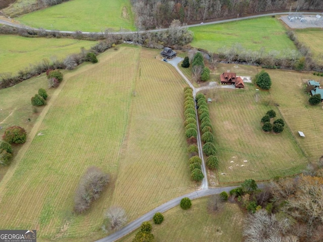 aerial view with a rural view