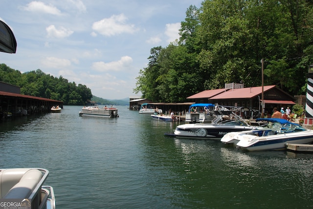 view of dock featuring a water view