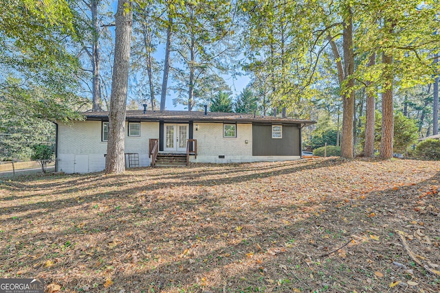 view of front of property with french doors