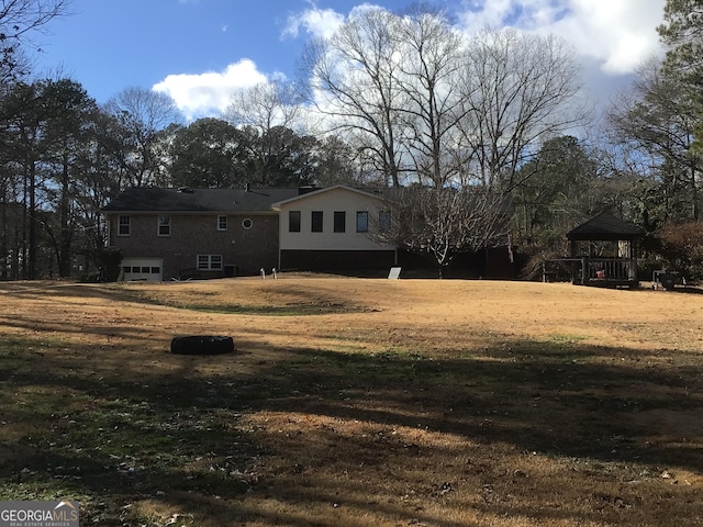 view of yard with a gazebo