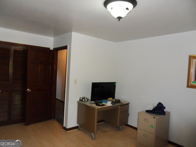 office area featuring light hardwood / wood-style flooring