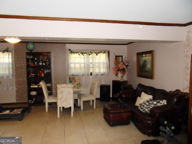 dining space with light tile patterned floors