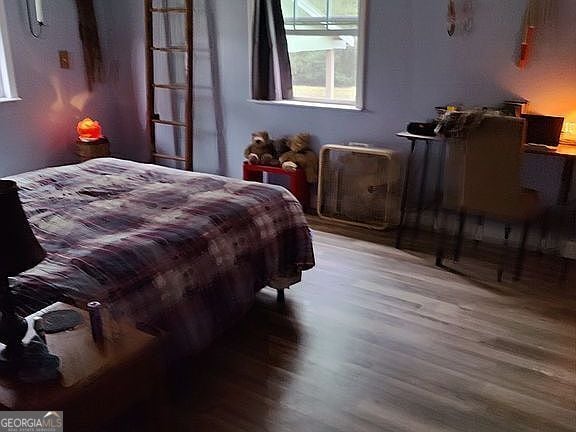 bedroom with hardwood / wood-style floors