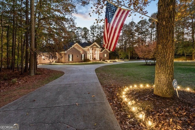 view of property's community with a yard