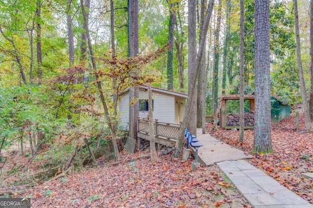 view of yard featuring a deck