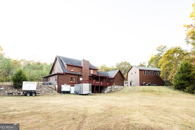 view of yard featuring a deck