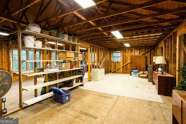 interior space with a workshop area