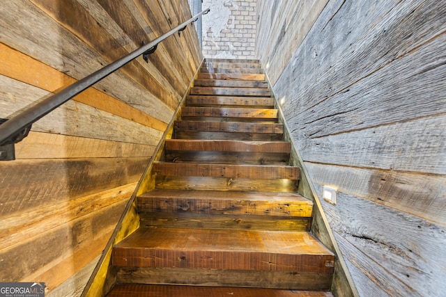 stairs with wooden walls