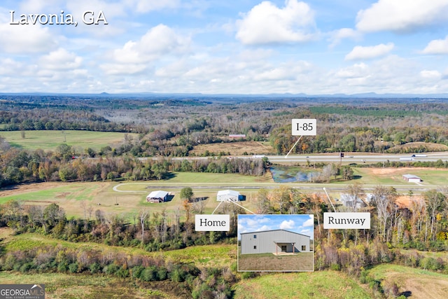 aerial view with a rural view