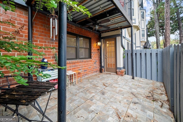 view of patio with ceiling fan