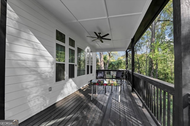 deck featuring ceiling fan