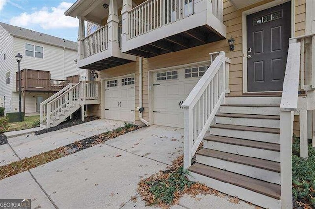 doorway to property featuring a garage