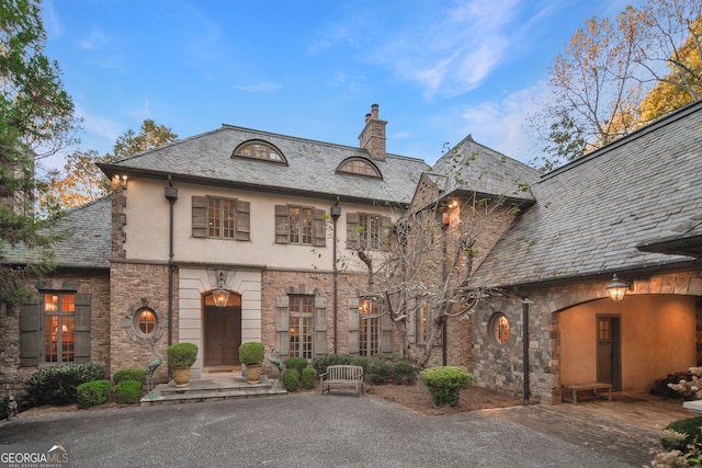 view of french country home