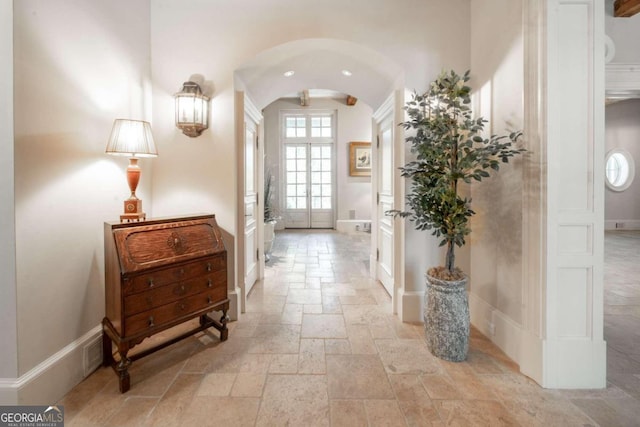 hallway featuring french doors