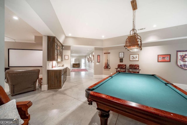 recreation room with pool table