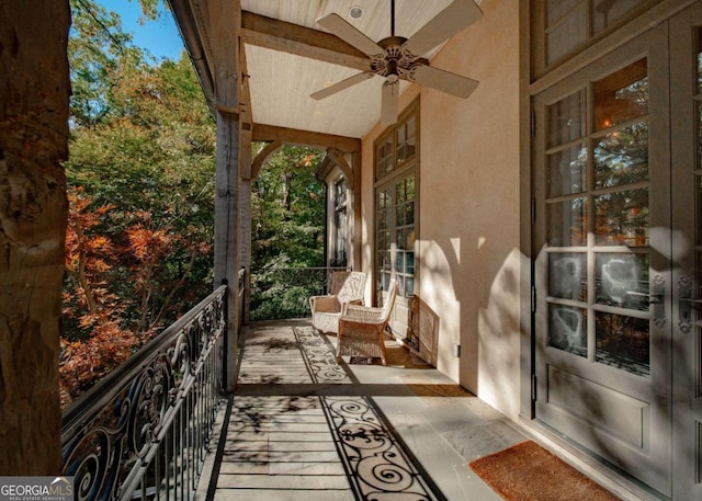 view of patio / terrace featuring ceiling fan