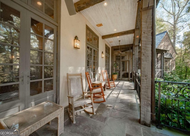 view of patio featuring french doors